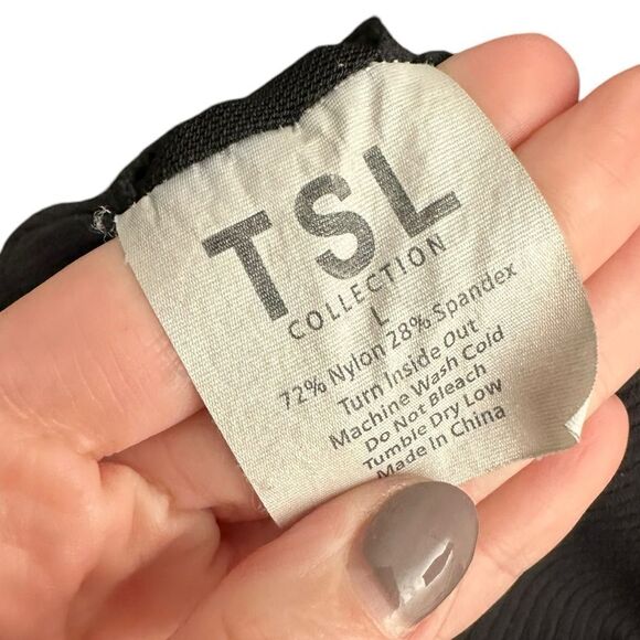 TSL Collection Womens Black Ribbed Square Neck Sports Bra Active Top - Picture 5 of 5